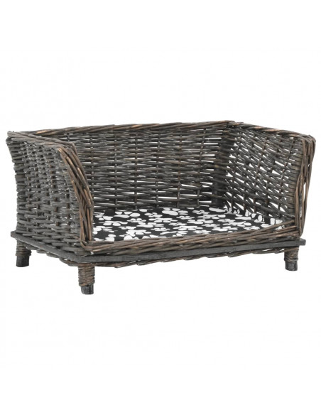 Cesta per Cani con Cuscino Grigio 50x33x30 cm Salice Naturale