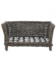 Cesta per Cani con Cuscino Grigio 50x33x30 cm Salice Naturale 2