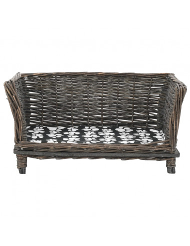 Cesta per Cani con Cuscino Grigio 50x33x30 cm Salice Naturale