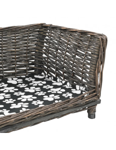 Cesta per Cani con Cuscino Grigio 50x33x30 cm Salice Naturale