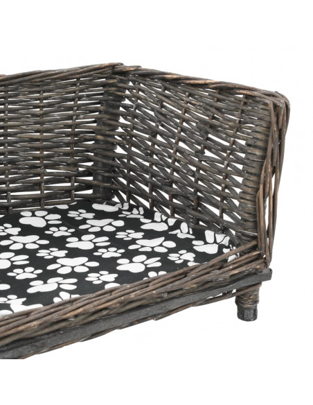 Cesta per Cani con Cuscino Grigio 90x54x35 cm Salice Naturale