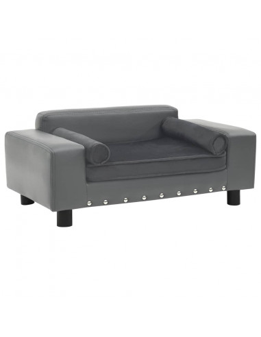 Divano per Cani Grigio 81x43x31 cm in Peluche e Similpelle