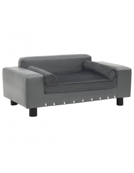 Divano per Cani Grigio 81x43x31 cm in Peluche e Similpelle