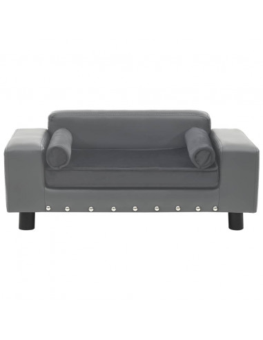Divano per Cani Grigio 81x43x31 cm in Peluche e Similpelle