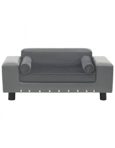 Divano per Cani Grigio 81x43x31 cm in Peluche e Similpelle
