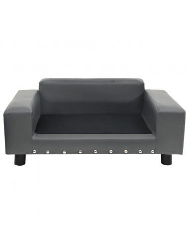Divano per Cani Grigio 81x43x31 cm in Peluche e Similpelle