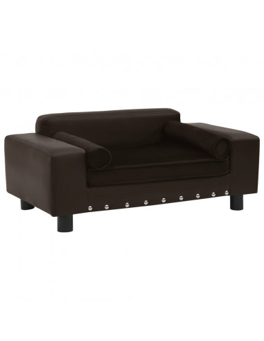 Divano per Cani Marrone 81x43x31 cm in Peluche e Similpelle