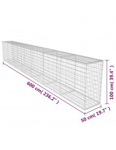 Gabbione con Copertura in Acciaio Zincato 600x50x100 cm