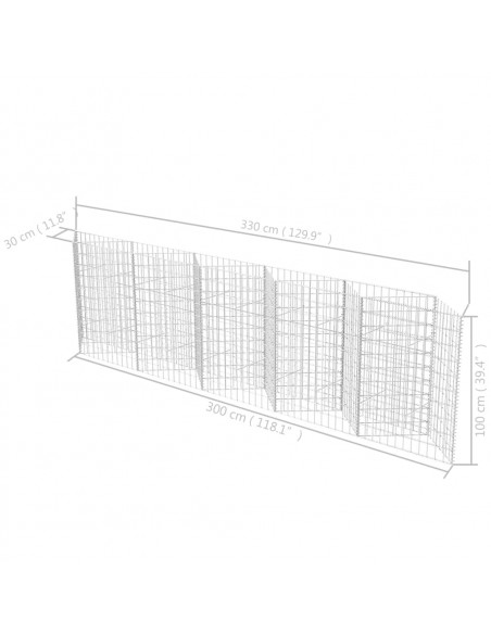 Gabbione in Rete in Acciaio Zincato 300x30x100 cm