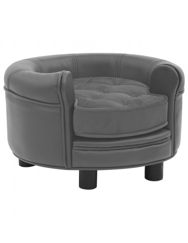 Divano per Cani Grigio 48x48x32 cm in Peluche e Similpelle