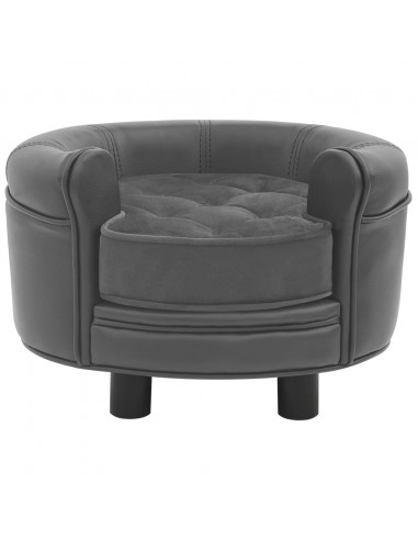 Divano per Cani Grigio 48x48x32 cm in Peluche e Similpelle
