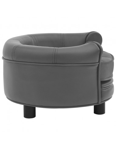 Divano per Cani Grigio 48x48x32 cm in Peluche e Similpelle