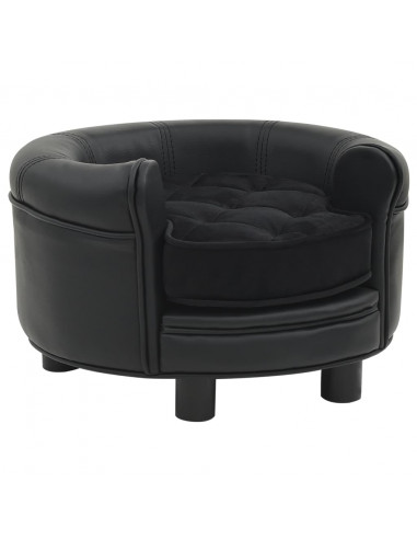Divano per Cani Nero 48x48x32 cm in Peluche e Similpelle