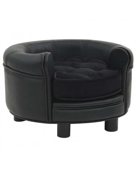 Divano per Cani Nero 48x48x32 cm in Peluche e Similpelle