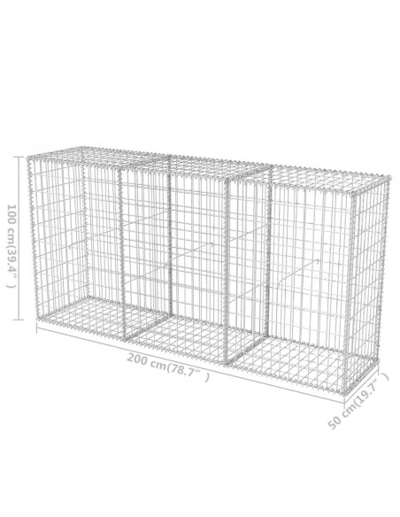 Gabbione in Rete in Acciaio Zincato 200x50x100 cm