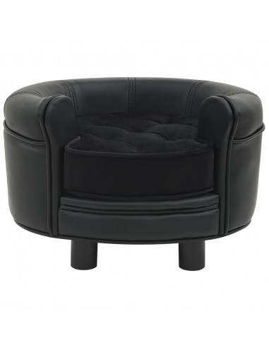 Divano per Cani Nero 48x48x32 cm in Peluche e Similpelle