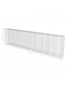 Gabbione con Copertura in Acciaio Zincato 600x50x150 cm