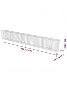 Gabbione in Acciaio Zincato Coperto 900 x 50 x 100 cm