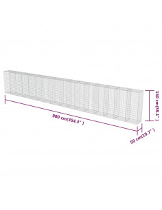 Gabbione in Acciaio Zincato Coperto 900 x 50 x 150 cm