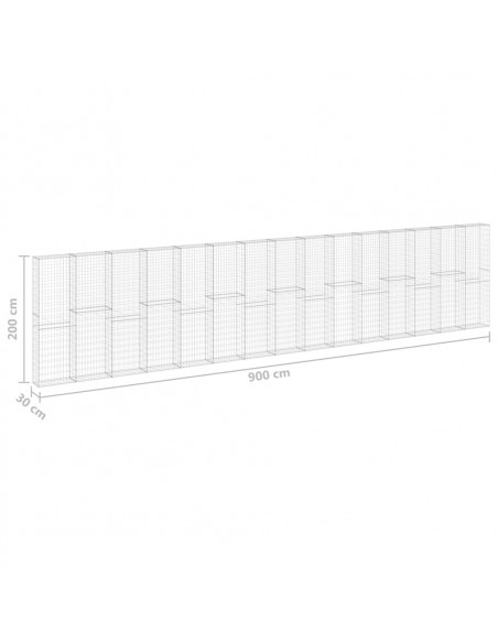 Gabbione in Acciaio Zincato Coperto 900x30x200 cm