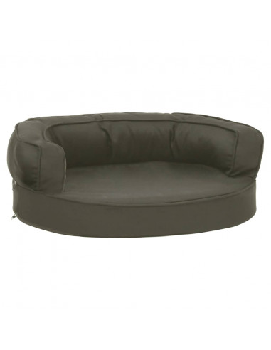 Materasso Ergonomico per Cani 60x42cm Effetto Lino Grigio Scuro