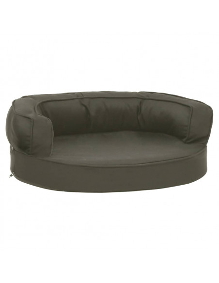 Materasso Ergonomico per Cani 60x42cm Effetto Lino Grigio Scuro