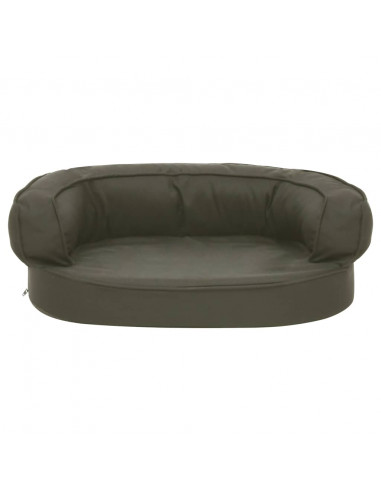 Materasso Ergonomico per Cani 60x42cm Effetto Lino Grigio Scuro