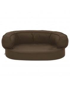 Materasso Ergonomico per Cani 60x42 cm Effetto Lino Marrone 2