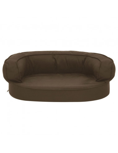 Materasso Ergonomico per Cani 60x42 cm Effetto Lino Marrone
