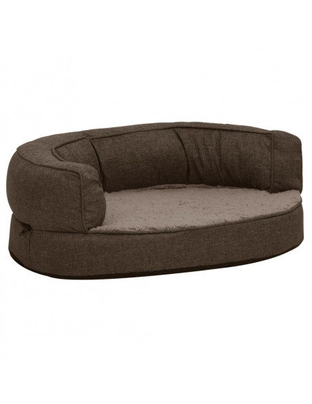 Materasso Ergonomico per Cani 60x42cm Pile Effetto Lino Marrone