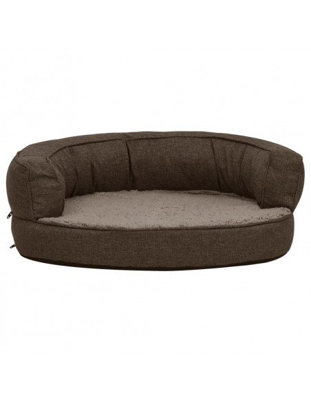 Materasso Ergonomico per Cani 60x42cm Pile Effetto Lino Marrone