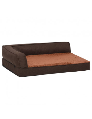 Materasso Ergonomico per Cani 60x42cm Pile Effetto Lino Marrone