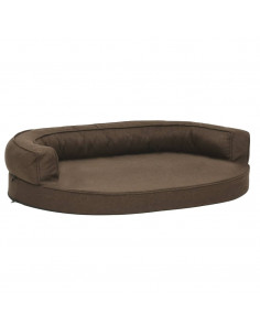 Materasso Ergonomico per Cani 75x53 cm Effetto Lino Marrone