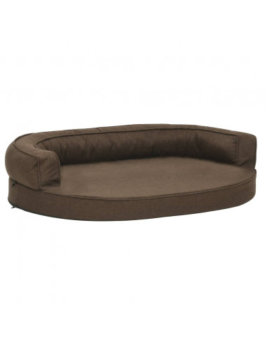 Materasso Ergonomico per Cani 75x53 cm Effetto Lino Marrone