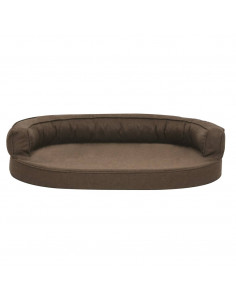 Materasso Ergonomico per Cani 75x53 cm Effetto Lino Marrone 2