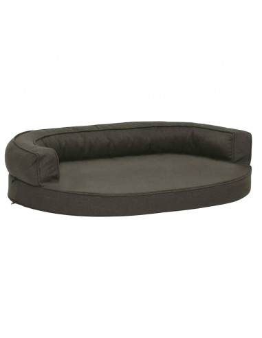 Materasso Ergonomico per Cani 75x53cm Effetto Lino Grigio Scuro