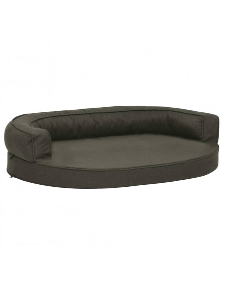 Materasso Ergonomico per Cani 75x53cm Effetto Lino Grigio Scuro