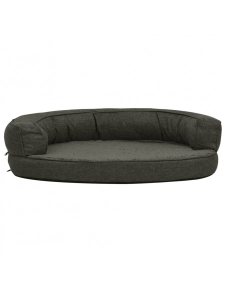 Materasso Ergonomico per Cani 75x53 cm Pile Lino Grigio Scuro
