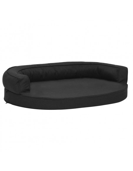 Materasso Ergonomico per Cani 75x53 cm Effetto Lino Nero