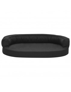 Materasso Ergonomico per Cani 75x53 cm Effetto Lino Nero 2