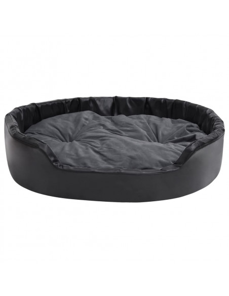 Lettino per Cani Nero e Grigio 99x89x21 cm Peluche e Similpelle