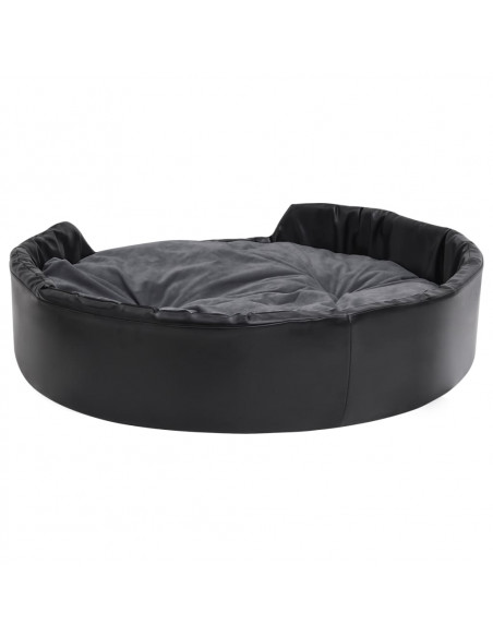 Lettino per Cani Nero e Grigio 99x89x21 cm Peluche e Similpelle