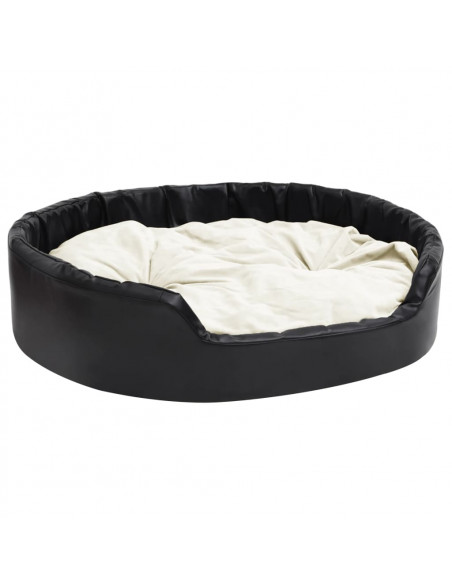 Lettino per Cani Nero e Beige 99x89x21 cm Peluche e Similpelle