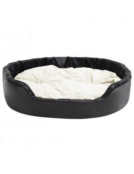 Lettino per Cani Nero e Beige 99x89x21 cm Peluche e Similpelle