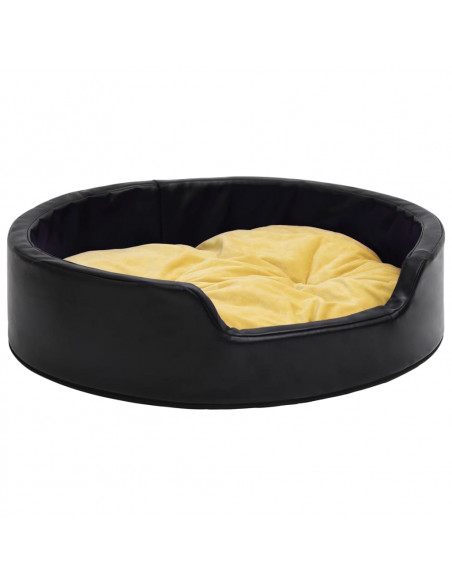 Lettino per Cani Nero e Giallo 99x89x21 cm Peluche e Similpelle