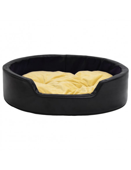 Lettino per Cani Nero e Giallo 99x89x21 cm Peluche e Similpelle