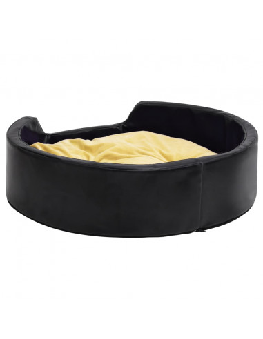 Lettino per Cani Nero e Giallo 99x89x21 cm Peluche e Similpelle