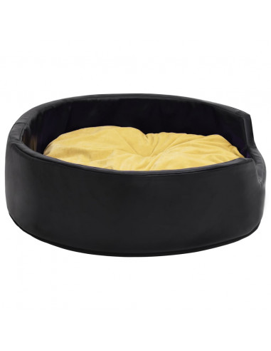 Lettino per Cani Nero e Giallo 99x89x21 cm Peluche e Similpelle