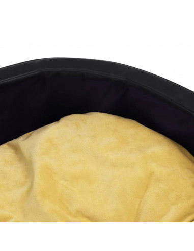 Lettino per Cani Nero e Giallo 99x89x21 cm Peluche e Similpelle