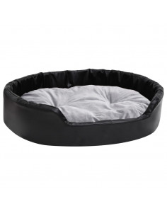 Lettino per Cani Nero e Grigio 90x79x20 cm Peluche e Similpelle